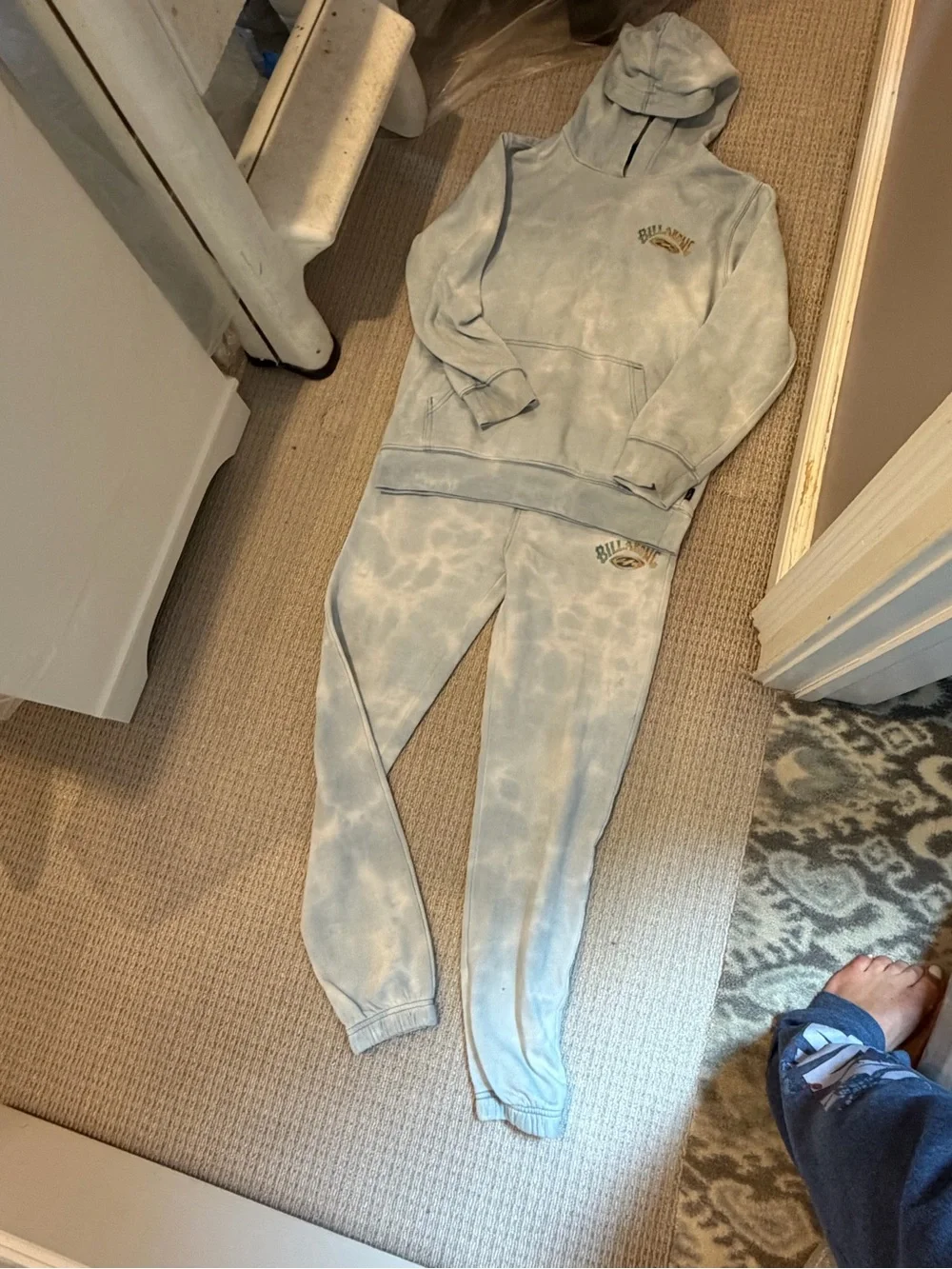 Billabong Light Blue & White Tie-Dye Hoodie & Jogger Set